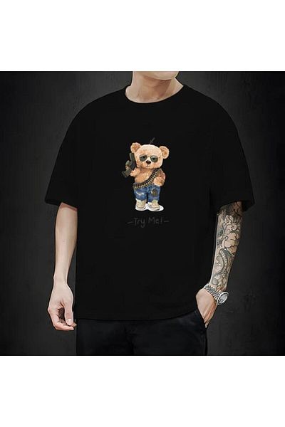 FAVORİST Μπλουζάκι Bear Printed Oversize