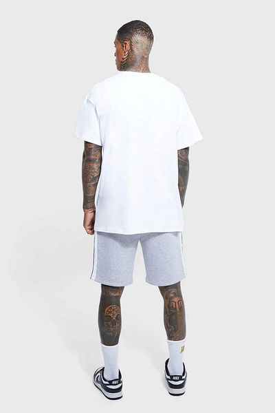 FAVORİST Λευκό βαμβακερό μπλουζάκι με στάμπα Nebraska Oversize Crew Neck