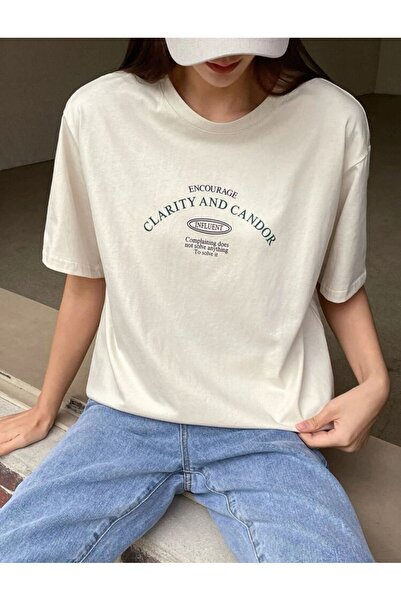 FAVORİST Βαμβακερό μπλουζάκι CLARITY Printed Oversize