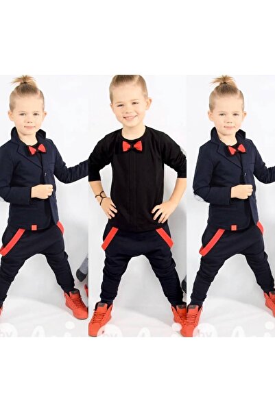 miniklerin dünyası ERKEK ÇOCUK PAPYONLU TSHİRT CEKET VE ALT EŞOFMAN KOMBİN