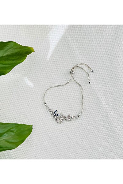 RM Bijuteri Zirkon Taşlı Kelebek Asansörlü Çelik Bileklik