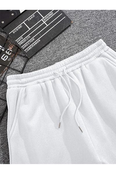 Revasser Unisex γυναικείο/ανδρικό μονόχρωμο κοντό χτενισμένο βαμβακερό σορτς