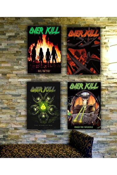 icase Poster Over Kill, Concept muzical, Decor, Tablou scris, Set de 4 tablou...