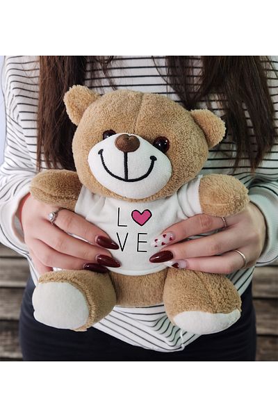 vegahediye v vega Love Design Printed T-Shirt Plush Bear Toy Gift for Lover