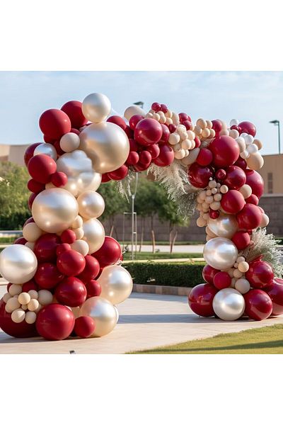 Janissary 30 Pieces "METALLIC RED - PEARL" Balloon Combination Indoor Birthday "CALK YOUR OWN CONCEPT