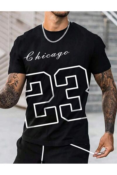 AFROGİYİM Μπλουζάκι Unisex Chicago 23 Digital Printed Oversize
