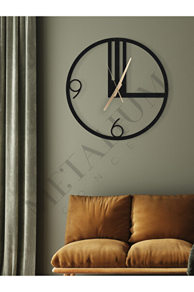 Metalium Concept Dekoratif Sessiz Siyah Metal Duvar Saati 45x45cm [1138-45x45]