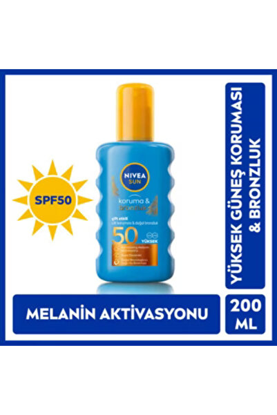 NIVEA Sun SPF50 Güneş Koruyucu & Bronzluk Güneş Kremi 200 ml Sprey