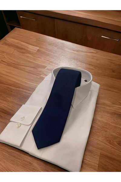Sarar Color Color Small Shawl Pattern Navy Blue Imported Tie