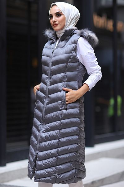 InStyle Long Padded Vest - Gray