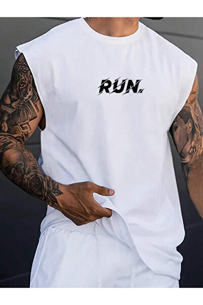 FAVORİST Tricou oversize fără mâneci cu imprimeu Run