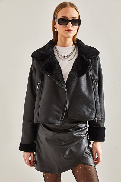 Bianco Lucci Dámský kožený kabát z laminované kůže 224360101006