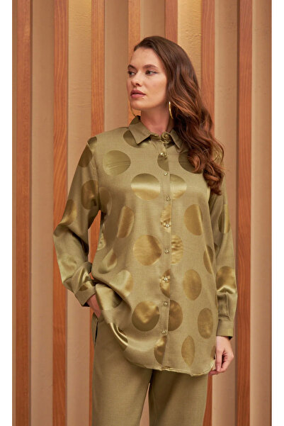 LİLA EXCLUSİVE Daire desenli jakarlı gömlek