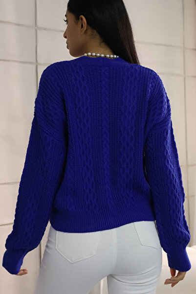 ALCHON V-подібний виріз, довгі рукави, плетені коси, чотири ґудзики, стандартна довжина, зимовий трикотажний кардиган