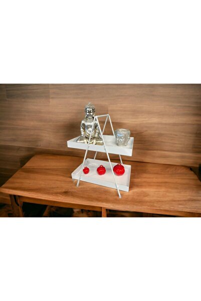 decorelax 1 نموذج رف للحمام والمطبخ باللون الأبيض (مُجمَّع) مكون من طبقتين