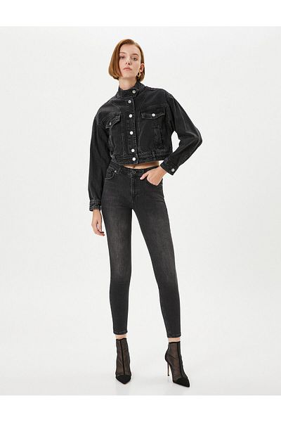 Koton Slim Fit Denim Trousers High Waist Skinny Leg Cotton Pocket - Carmen Jean