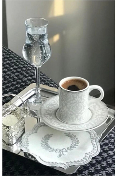 AHİR TİCARET 2'li Kare Lüx Paslanmaz Çelik Gümüş Renk 21x21 Kahve Servis Sunum Tepsisi&tabağı