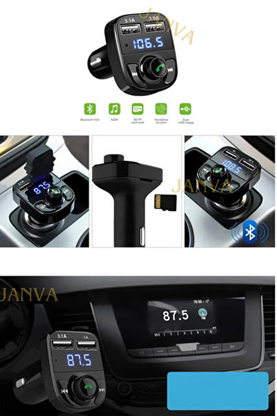 Janva Car X8 Araç Fm Transmitter 5.0 Bluetooth Araç Kiti Usb Mp3 Sd Kart Çakm...