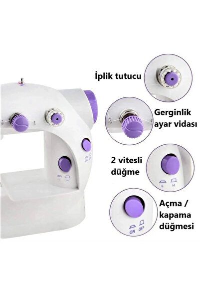STLIFE Işıklı Elektrikli Mini Dikiş Makinesi Ayak Pedallı Çok Fonksiyonlu Taşınabilir Dikiş Makinesi