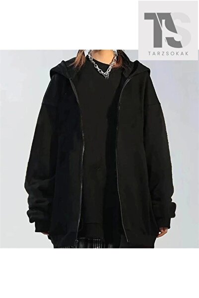 Tarzsokak Düz Siyah Unisex Oversize