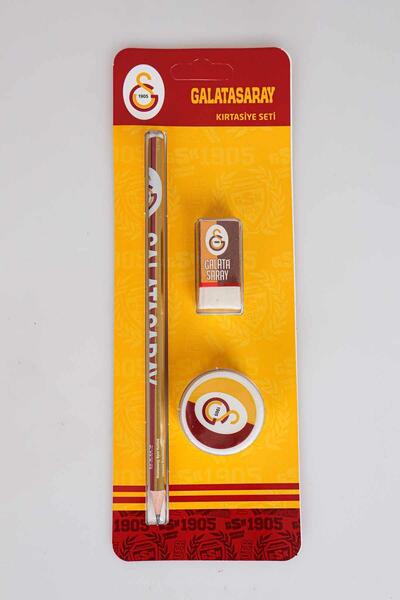 Galatasaray LİSANSLI GALATASARAY 3'LÜ KIRTASİYE SETİ "KURŞUN KALEM,SİLGİ VE K...