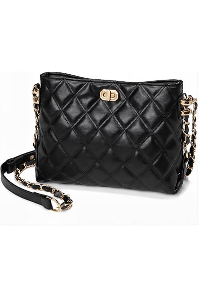 Nevnihal Dámská černá prošívaná crossbody kabelka