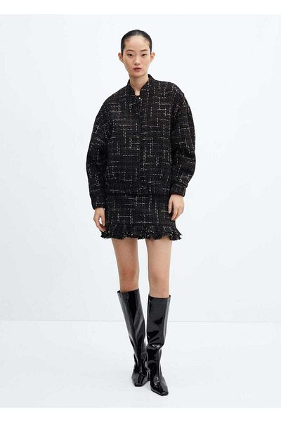 MANGO Woman Ruffle tweed skirt