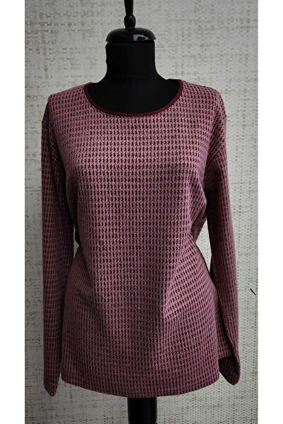 BRC Collection Bordo Anne Bluzu Sıfır Yaka Büyük Beden