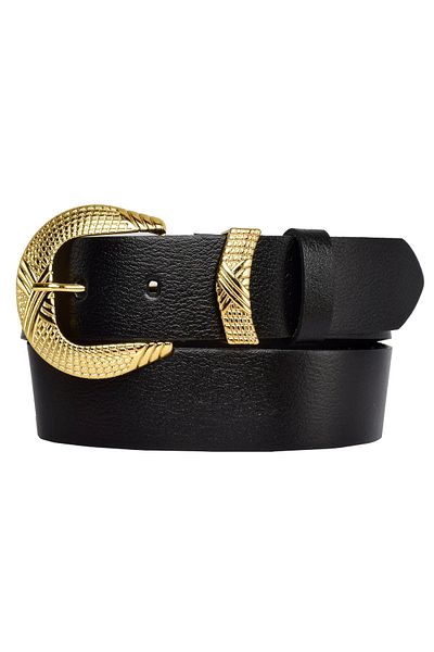 GoDeri 100% Piele autentică, Set Auriu Cataramă 4 Cm Curea Neagră Femei; Blugi, centura sport=an-byn-63.gold.set