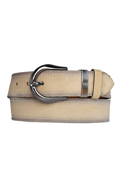 GoDeri Genuine Leather, Black Nickel Suit Buckle 4 Cm Suede Cream Women's Belt; Jeans, Sports Belt = n-70.nickel.set