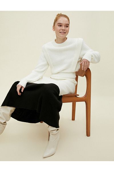 Koton Color Blocked Knit Skirt