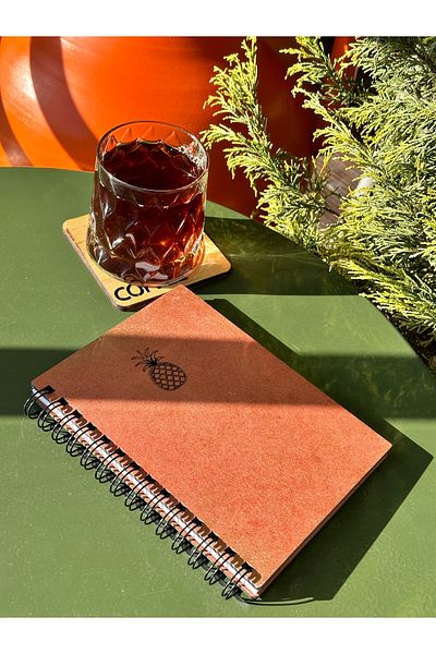 esamore concept Custom Your Name Wooden Covered Agenda Notebook Diary, Spiral Wooden Covered Notebook, Memory Book