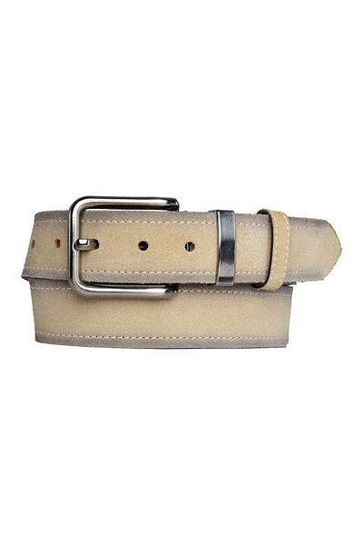GoDeri Genuine Leather, Black Nickel Set Buckle 4 Cm Suede Cream Women's Belt; Jeans, Sports Belt = nickel.set76