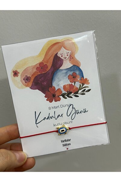 HARİKALAR DÜKKANI Women's Day Card Bracelet 10 Pieces