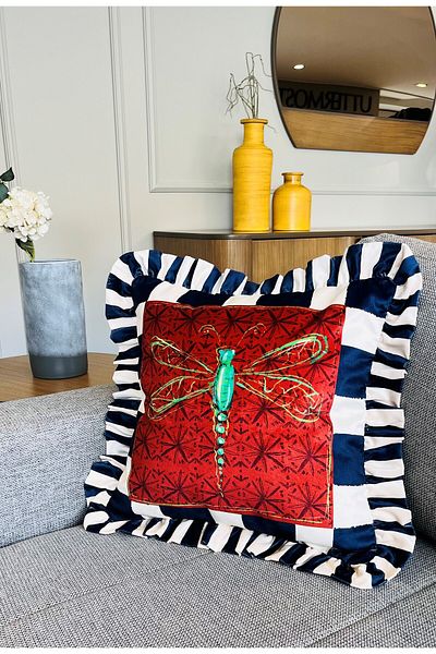 ge living Κάλυμμα μαξιλαριού με μοτίβο Yusufcuk Petrol Green Velvet - Σειρά Hope Special Design Frilly