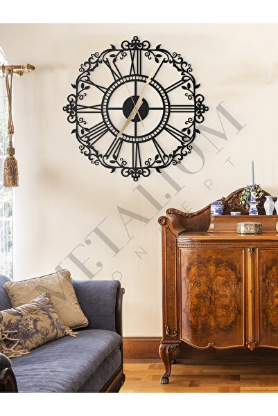 Metalium Concept Dekoratif Roma Rakamlı Ferforje Metal Duvar Saati 60x60cm [2...