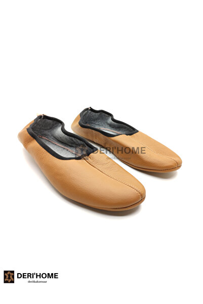 DERİHOME Hakiki Dana Derisi Hac Umre Tavaf Ve Ev Ayakkabısı Taba