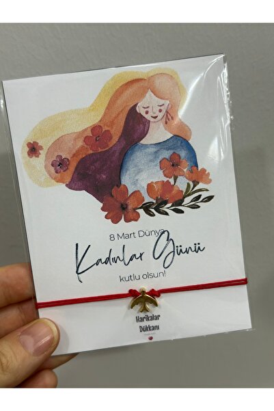 HARİKALAR DÜKKANI Women's Day Card Bracelet 10 Pieces