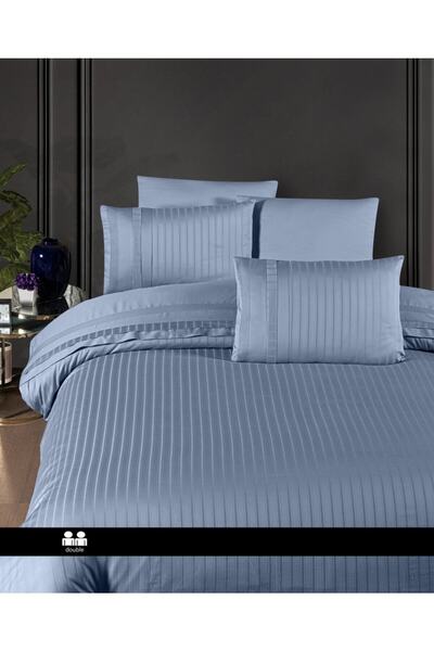 DENİZLİ ÇEYİZ طقم غطاء لحاف فاخر من الساتان من فيرست تشويس باللون الأزرق العص...