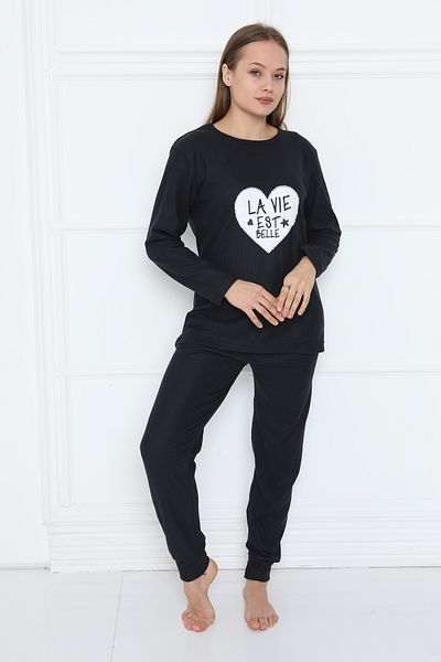 FAMES PİJAMA WINTER HEARTED INTERLOK WOMEN'S PAJAMAS SET