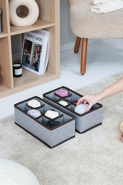 REKHOME 2-Piece Quilted 8-Compartment Children's Room Closet Drawer Socks Organizer Honeycomb Accordion Organizer