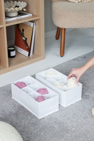 REKHOME 2 Πακέτα Λευκό Παιδικό Δωμάτιο 8 θέσεων Ντουλάπα Συρτάρι Κάλτσες Organizer Κυψελοειδή Ακορντεόν Organizer