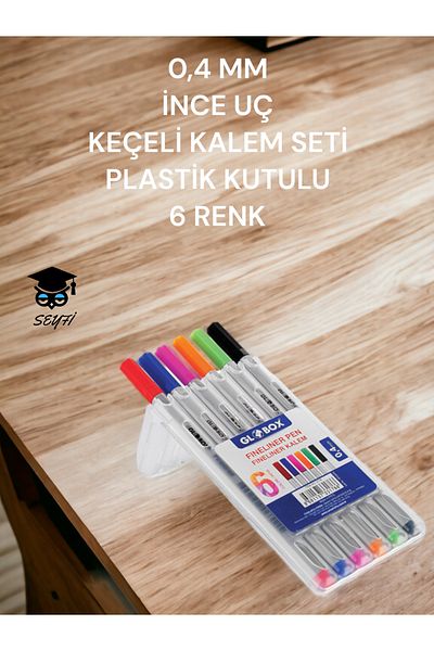 SEYFİKİRTASİYE 0.4 MM FINE NIB SEALED PEN SET PLASTIC BOXED 6 COLOR FINER PEN SET