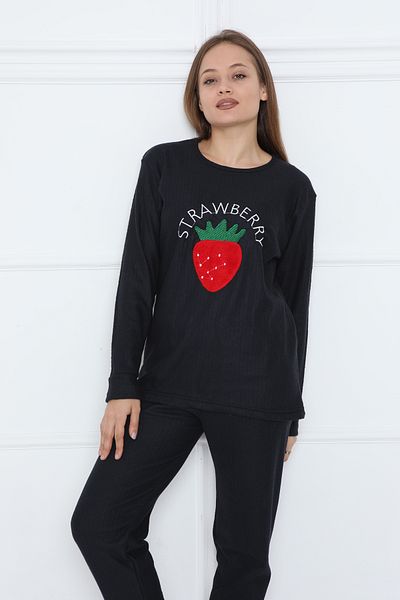 FAMES PİJAMA WINTER STRAWBERRY INTERLOK WOMEN'S PAJAMAS SET