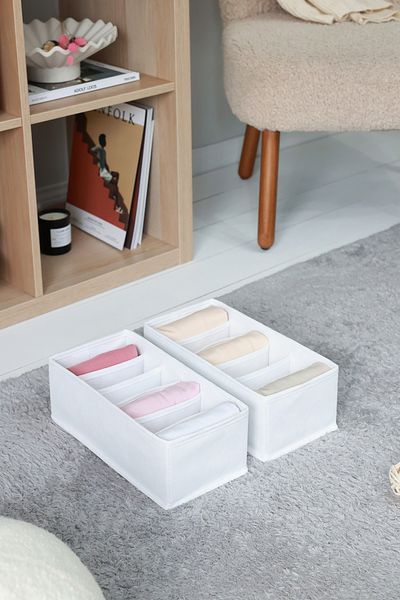 REKHOME 2 Πακέτα Λευκό Παιδικό Δωμάτιο 6 θέσεων Ντουλάπα Συρτάρι Κάλτσες Organizer Κυψελοειδή Ακορντεόν Organizer
