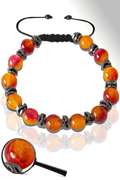 Tesbih Atölyesi Orange Purple Hematite Quartz Stone - Certified Sergeant Bracelet