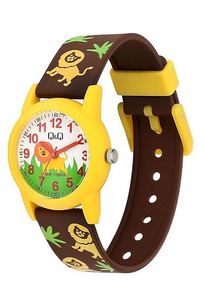 Q&Q V22a-019vy Brown Silicone Cord Numeral Children's Wristwatch