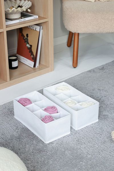 REKHOME 2 Πακέτα Λευκό Παιδικό Δωμάτιο 8 θέσεων Ντουλάπα Συρτάρι Κάλτσες Organizer Κυψελοειδή Ακορντεόν Organizer