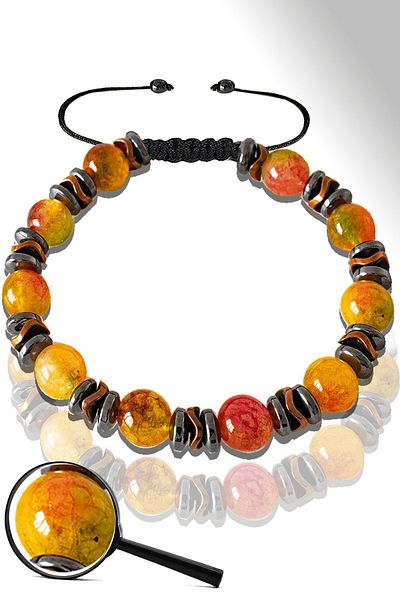 Tesbih Atölyesi AAA+ Rose Hematite - Orange Green and Purple Quartz Stone Bracelet
