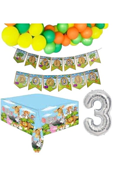 Azebu Safari 3 Year Birthday Concept Decoration Set